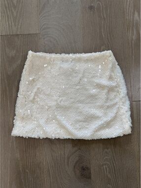 Runaway the Label Sequin Cream Mini Skirt